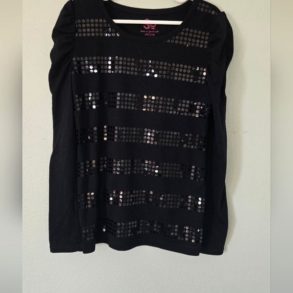 Sequin Black Girls Top SO brand Size 7/8 - Picture 1 of 5